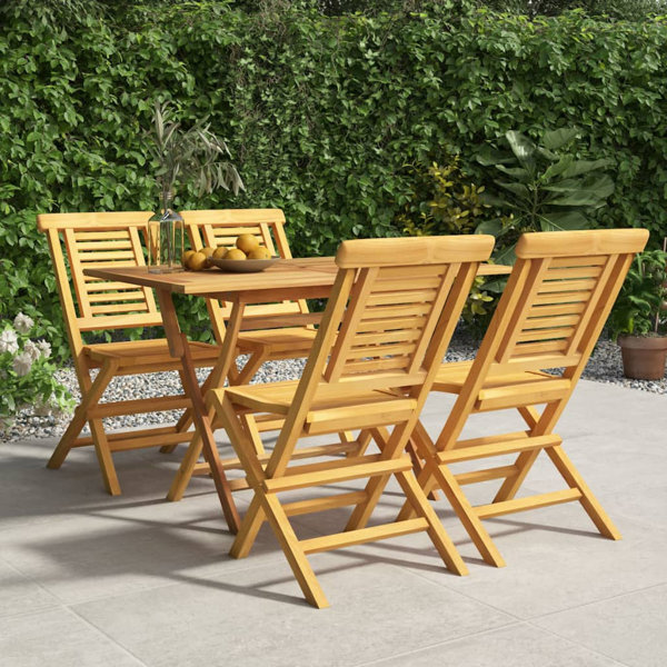 ClassicLiving 5 Piece Garden Dining Set Solid Wood Teak Wayfair.co.uk